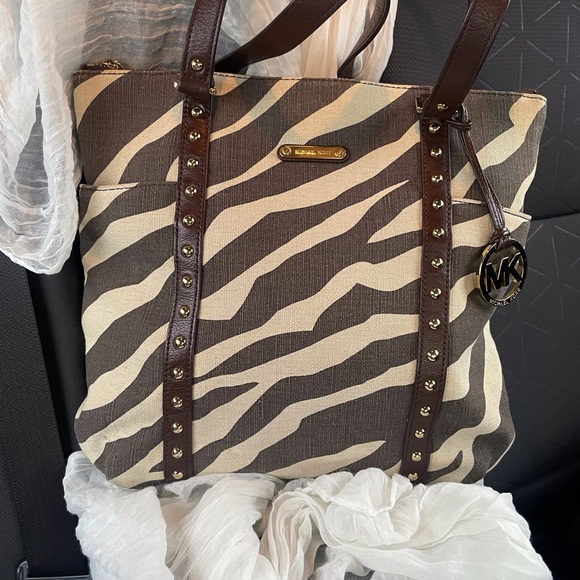 Michael Kors Handbags - Michael Kors Zebra Print Tote with Brown Accents